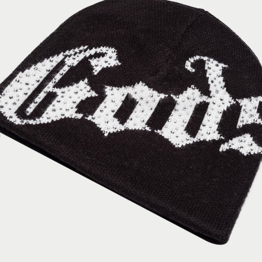 God Speed OG Logo Studded Beanie Hat  (BOOM) 2 White Black