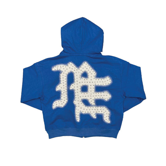 Mixed Emotion  Blue "End" Rhinestone Hoodie
