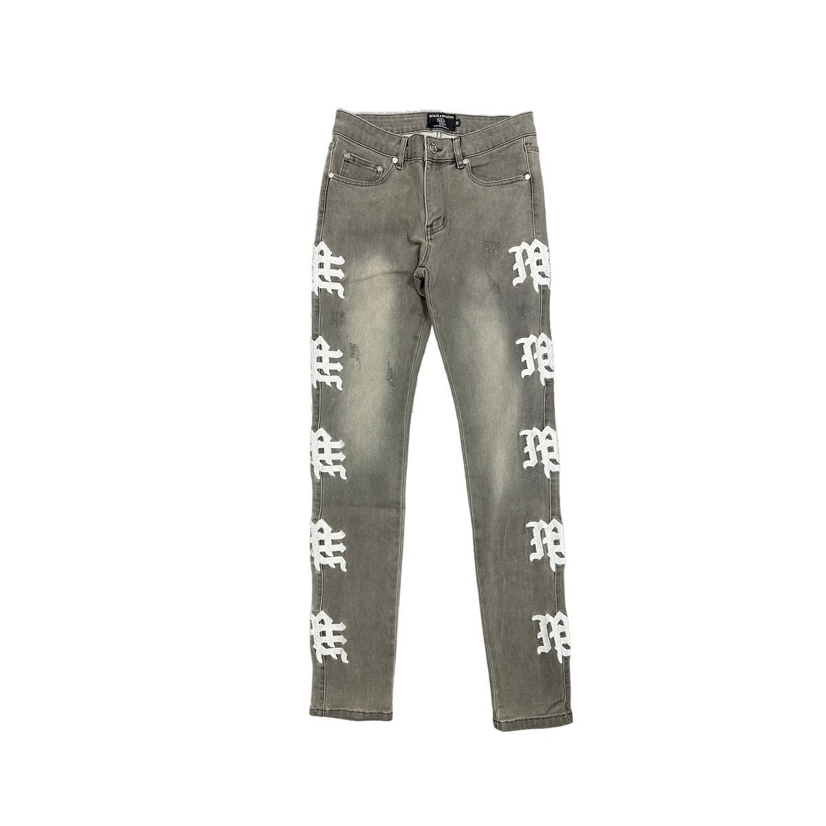 Mixed Emotion  ‘Ash’ Grey Monogram Denim