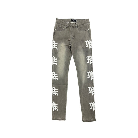 Mixed Emotion  ‘Ash’ Grey Monogram Denim