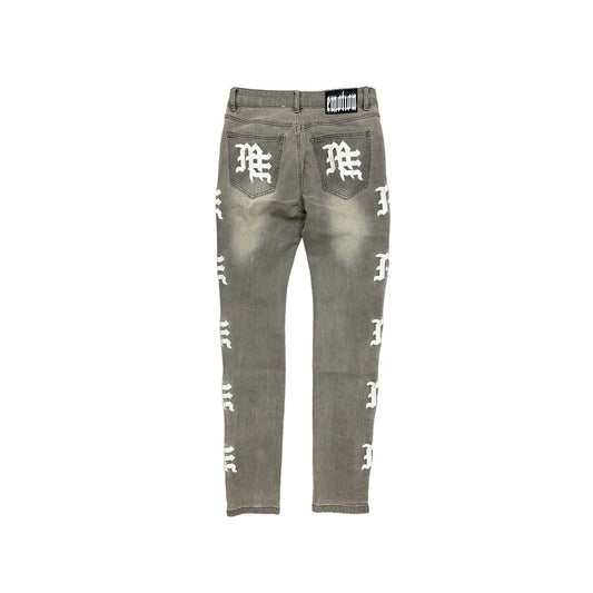 Mixed Emotion  ‘Ash’ Grey Monogram Denim