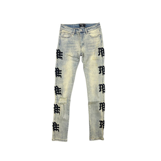 Mixed Emotion ‘Desert’ Monogram Denim Jeans