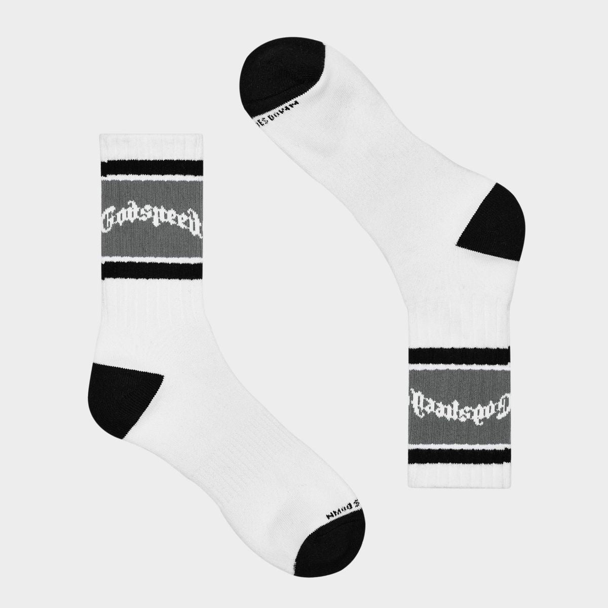 God Speed Og Logo Striped Socks (White/Grey)