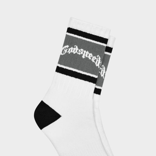 God Speed Og Logo Striped Socks (White/Grey)