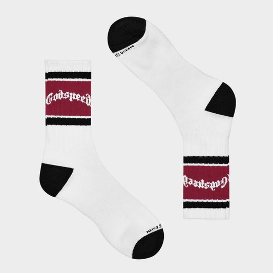 God Speed Og Logo Striped Socks (White/Red)