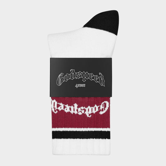 God Speed Og Logo Striped Socks (White/Red)