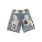 Mixed Emotion Blue “AI” Denim shorts