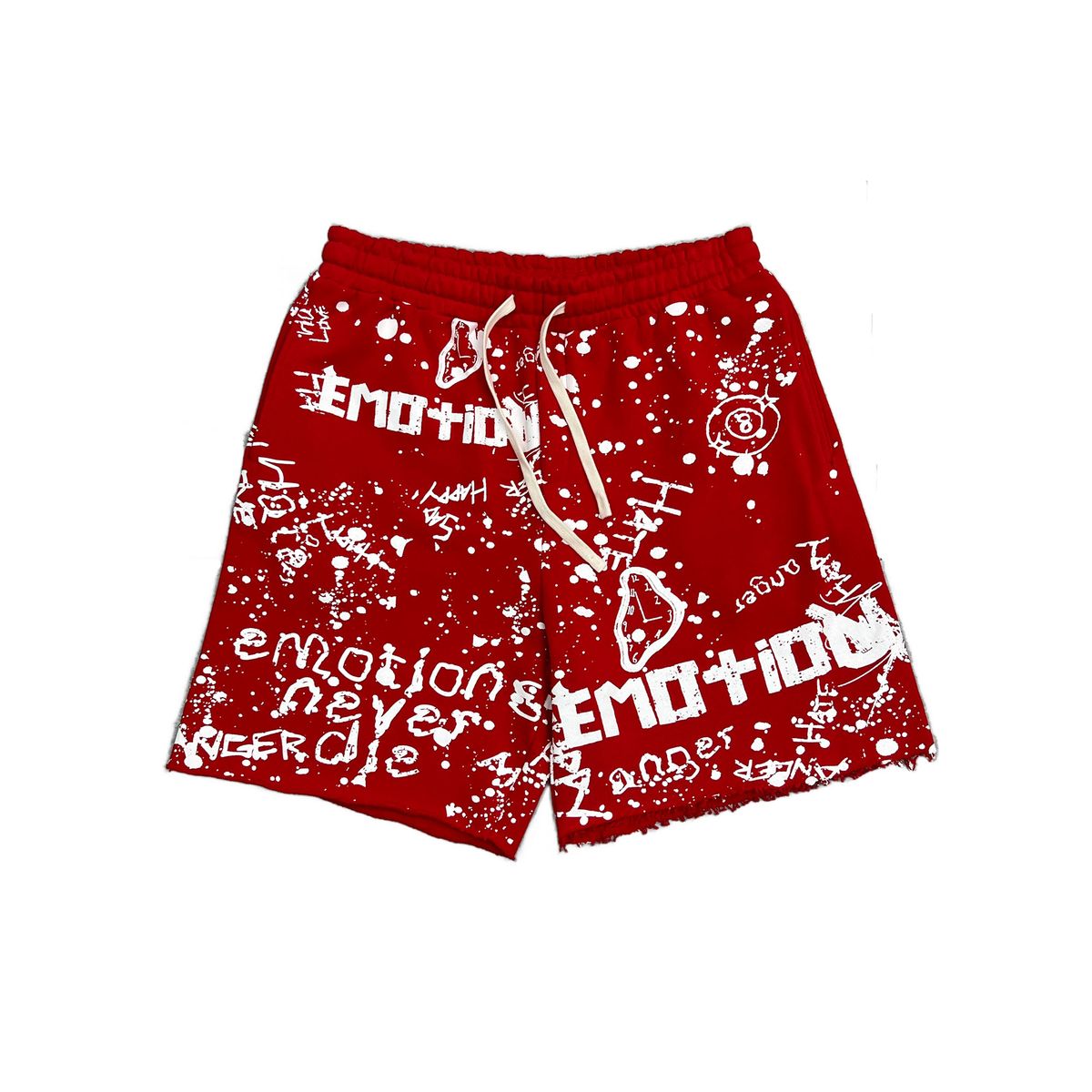 Mixed Emotion  Red 'Graffiti' shorts