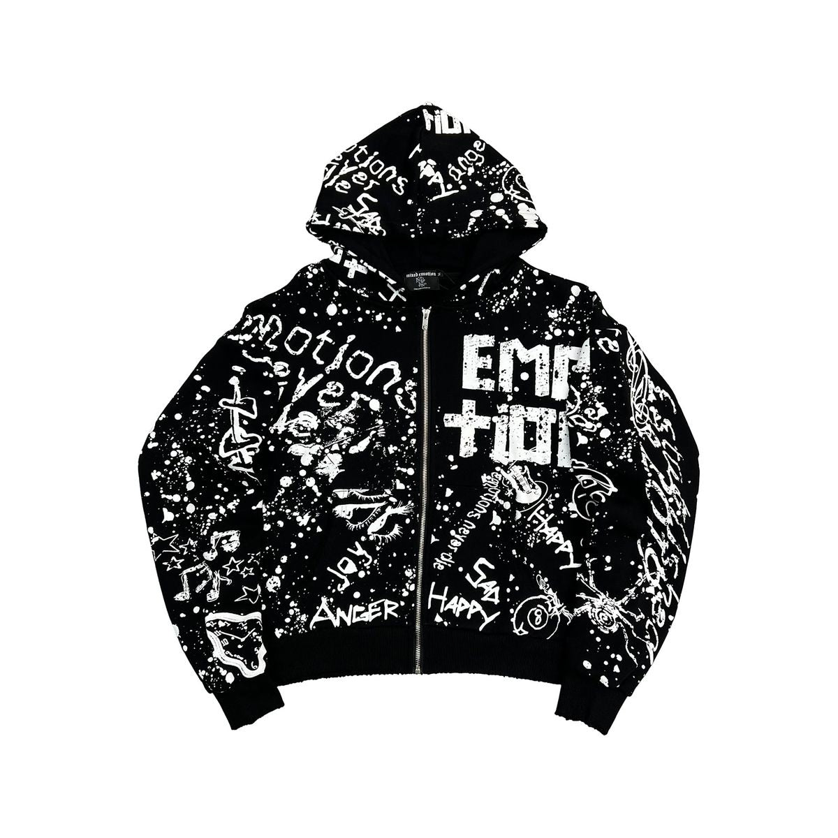 Mixed emotion  Black 'Graffiti' hoodie