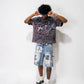 Mixed Emotion Blue “AI” Denim shorts