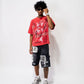 Mixed Emotion Black “AI” Denim shorts