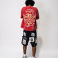 Mixed Emotion Black “AI” Denim shorts