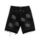 Mixed Emotion Black “ME” Rhinestone Denim Shorts
