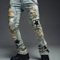 Guapi Olive Green Vintage Stars Denim Jeans