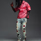 Guapi Wine Red Vintage Stars Denim Jeans