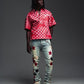 Guapi Wine Red Vintage Stars Denim Jeans