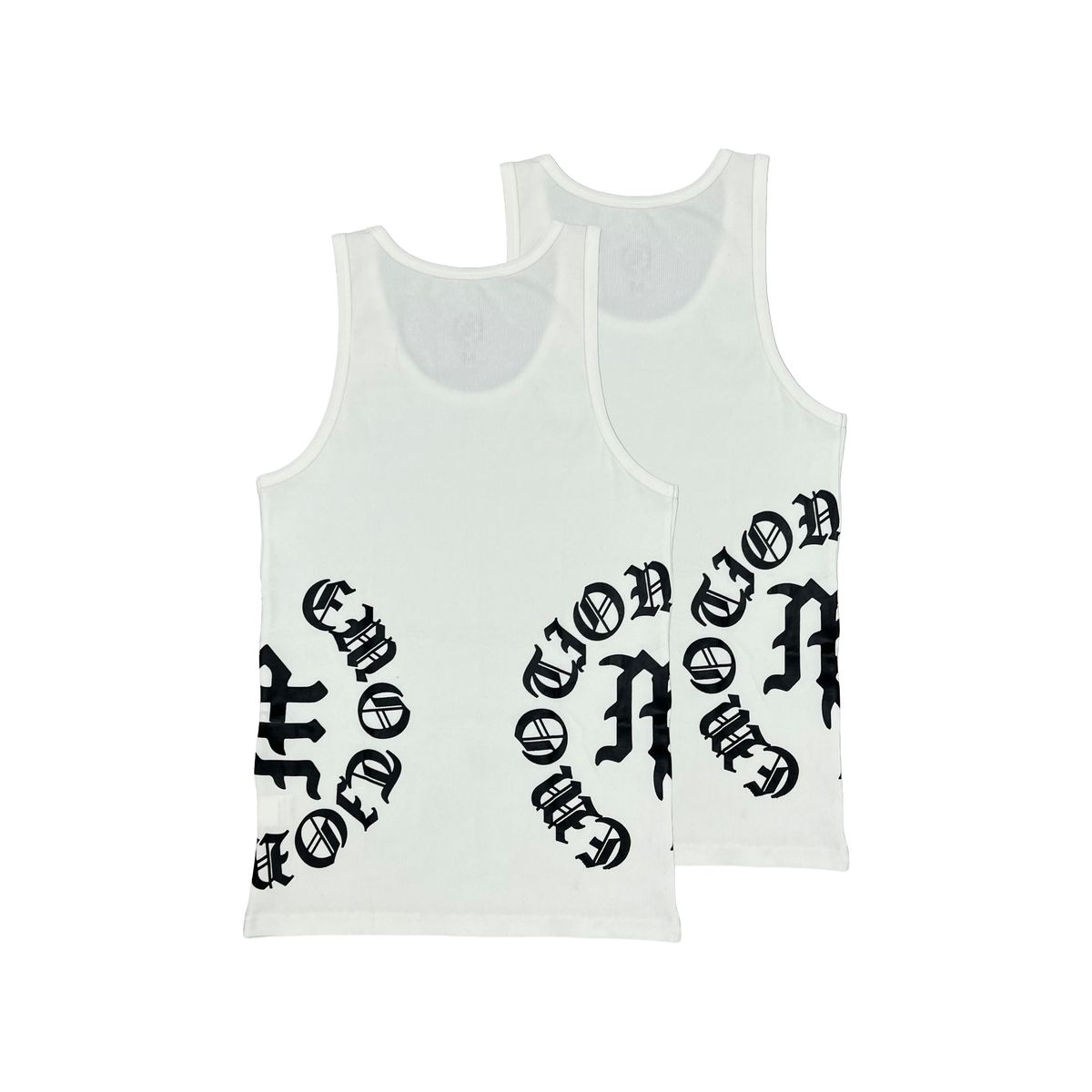Mixed Emotion 2 Pack White “Script” Tank Tops