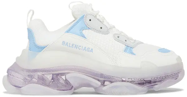 Balenciaga Triple S Clear Sole Leather Free Light Blue Grey Light Purple White (Women's) (USED)