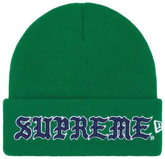Supreme New Era Old English Beanie  Green