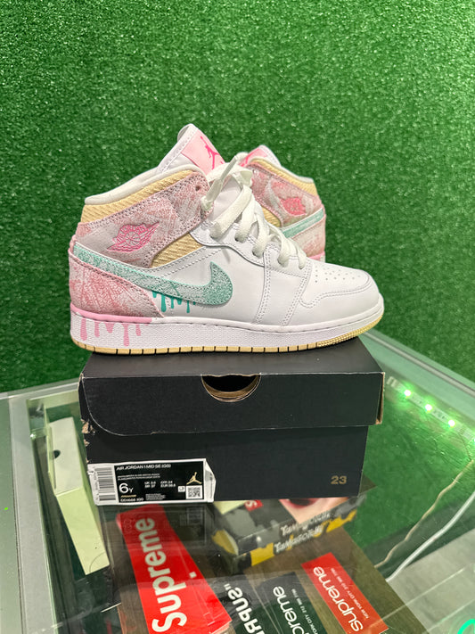 Air Jordan 1 mid Paint drip (GS)  (USED)