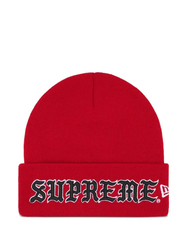 Supreme New Era Old English Beanie Red