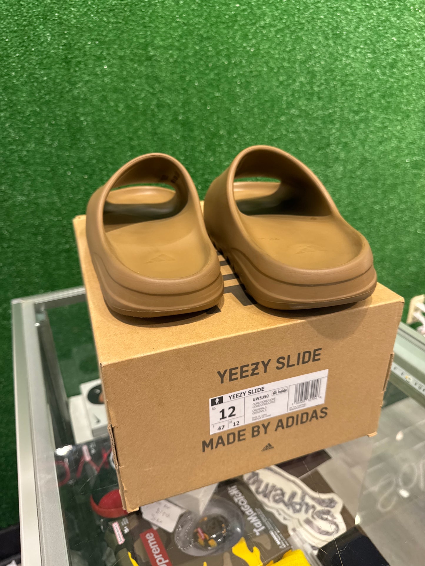 adidas gazelle silver green womens Shop Brown Mens adidas adidas Yeezy Slide Sandals – Shoebacca main image 1