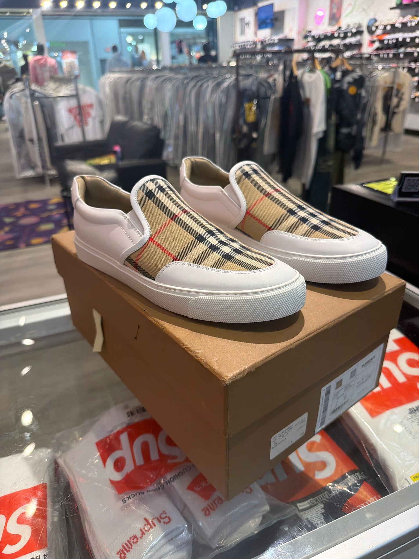 Burberry slip on salmon check (WORN ONCE )