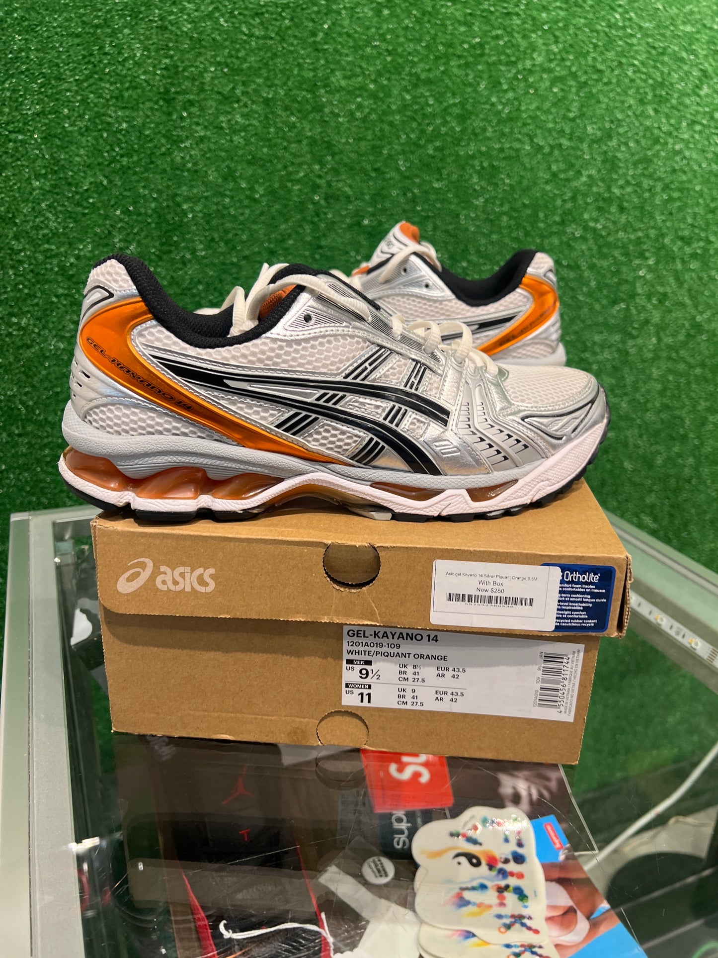 ASICS gel kayano 14 white  piquant orange (USED)