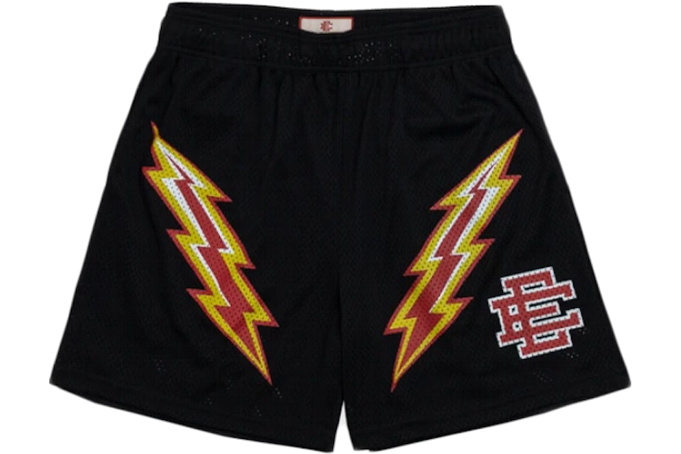 Eric Emanuel EE Basic Lightning Bolt Shorts Black/Yellow/Red