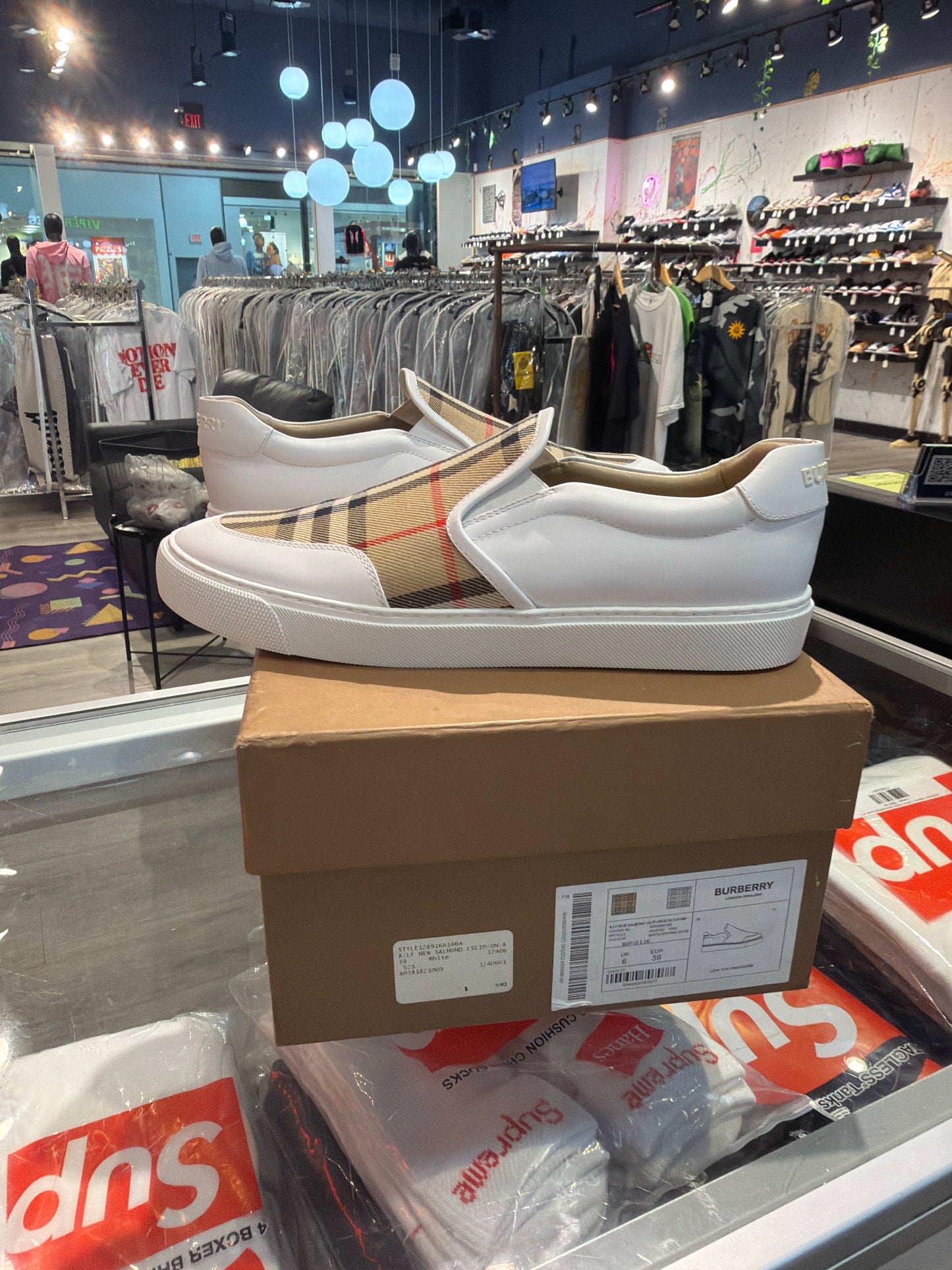 Burberry slip on salmon check (WORN ONCE )