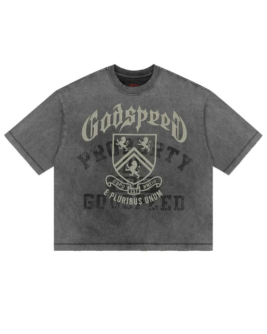 God Speed Collegiate Tee Grey Wash