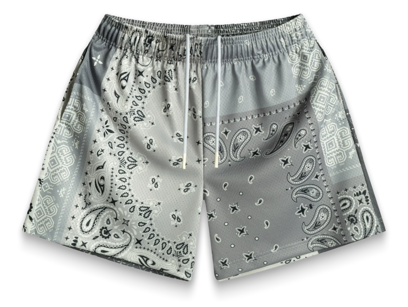 Bravest Studios Grey Patchwork Paisley Shorts