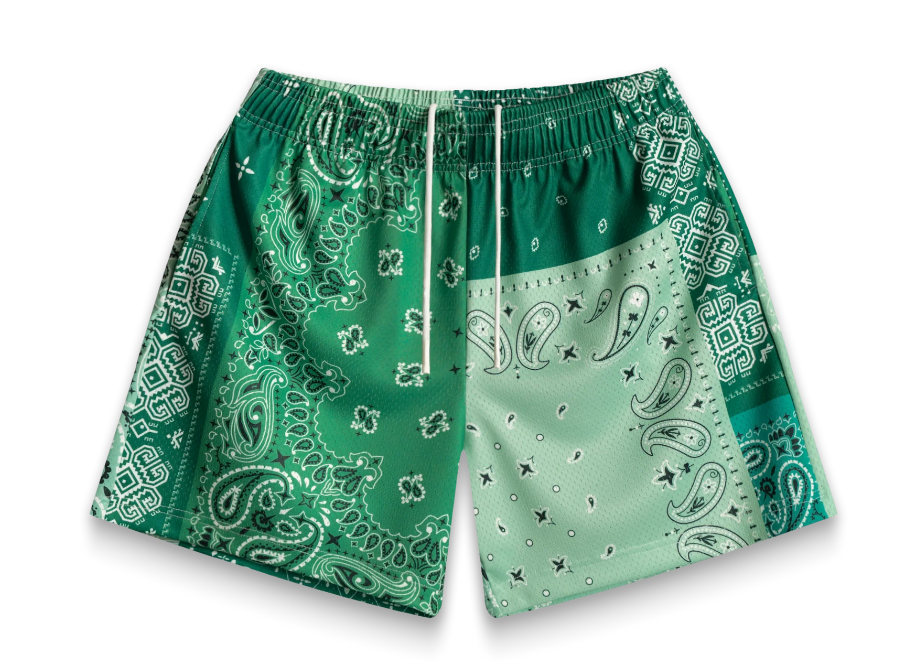 Bravest Studios Green Patchwork Paisley Shorts