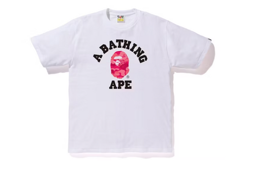 BAPE Fire Camo College Tee White/Pink