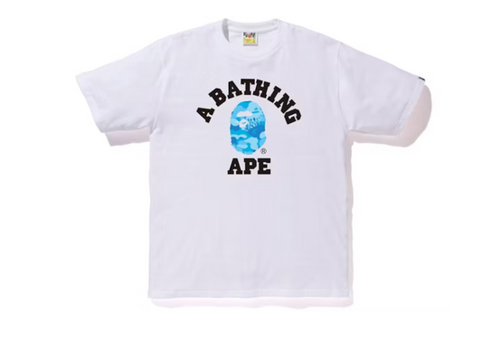 BAPE Fire Camo College Tee White/Blue