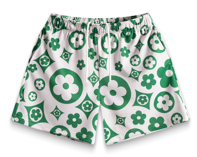 ウェア BRAVEST STUDIOS MENTHOL FLOWER SHORTS Bravest Studios Cream Flower Shorts (Green) – Viper Soles