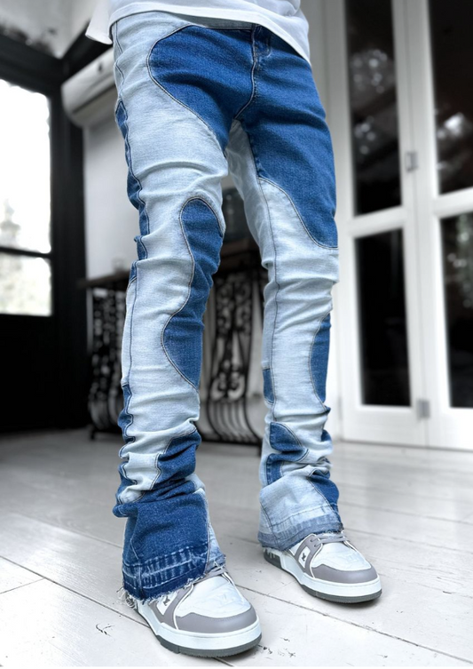 Guapi Vintage Blue Wavy Denim Jeans