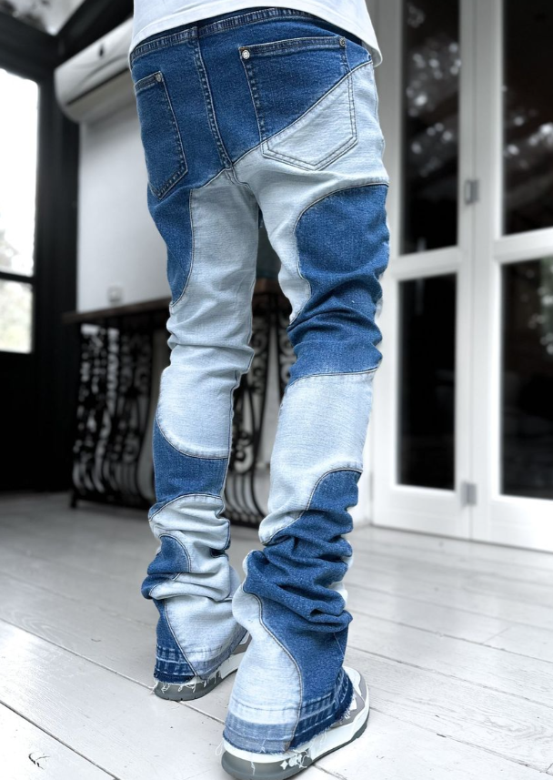 Guapi Vintage Blue Wavy Denim Jeans