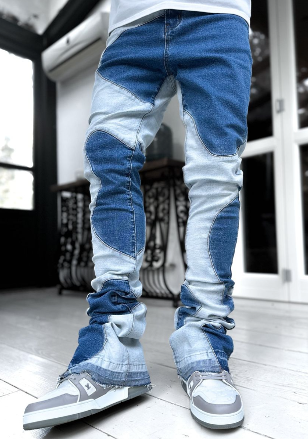 Guapi Vintage Blue Wavy Denim Jeans