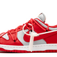 Nike dunk low off white university red