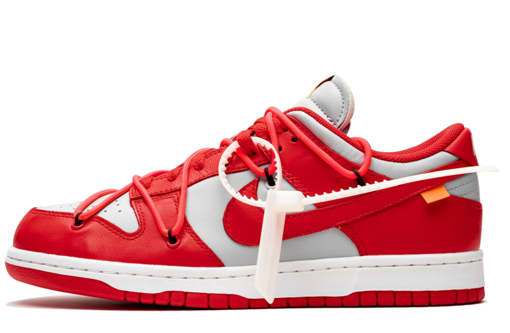 Nike dunk low off white university red