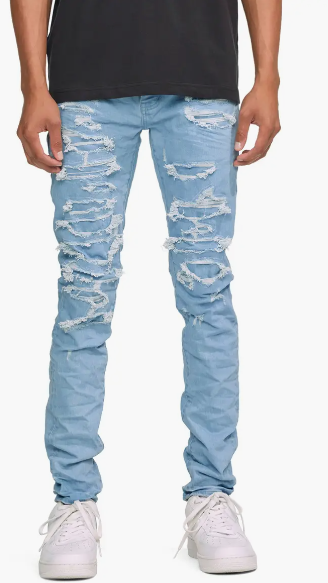 Purple Brand Jeans P001 Ripped Skinny Jeans (Blue Overdye Blowout Repair)