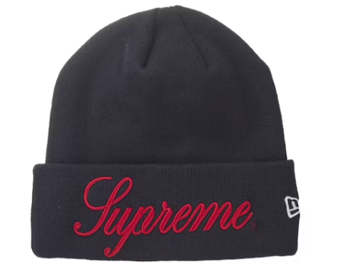 Supreme New Era Script Beanie Navy