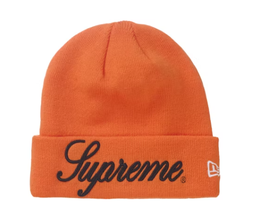 Supreme New Era Script Beanie Orange