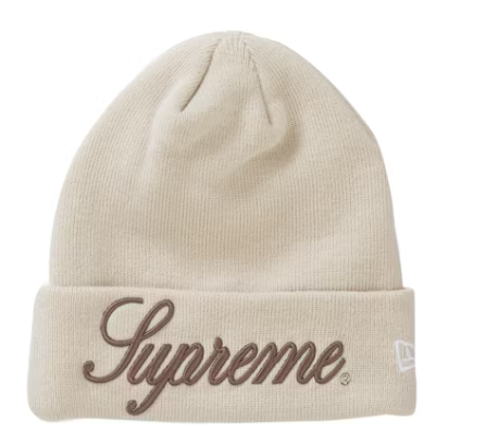 Supreme New Era Script Beanie Natural