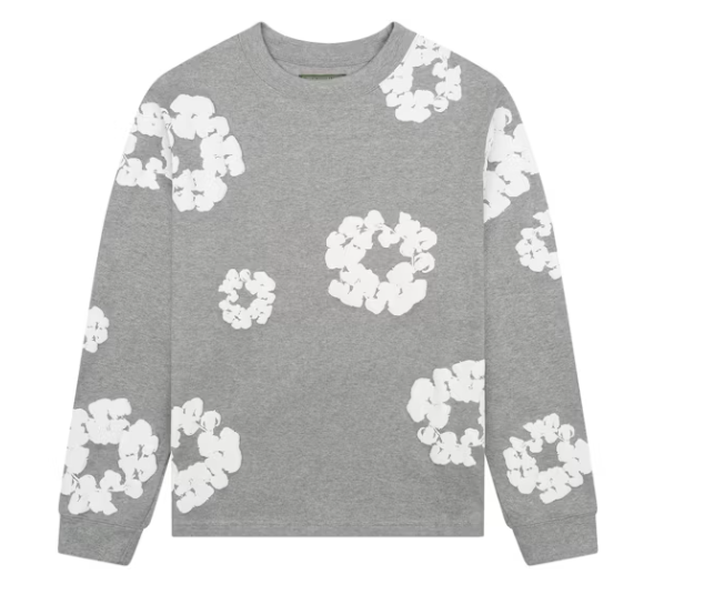 Denim Tears Long Sleeve Cotton Wreath T-shirt Grey