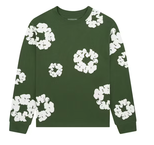 Denim Tears Long Sleeve Cotton Wreath T-shirt Green