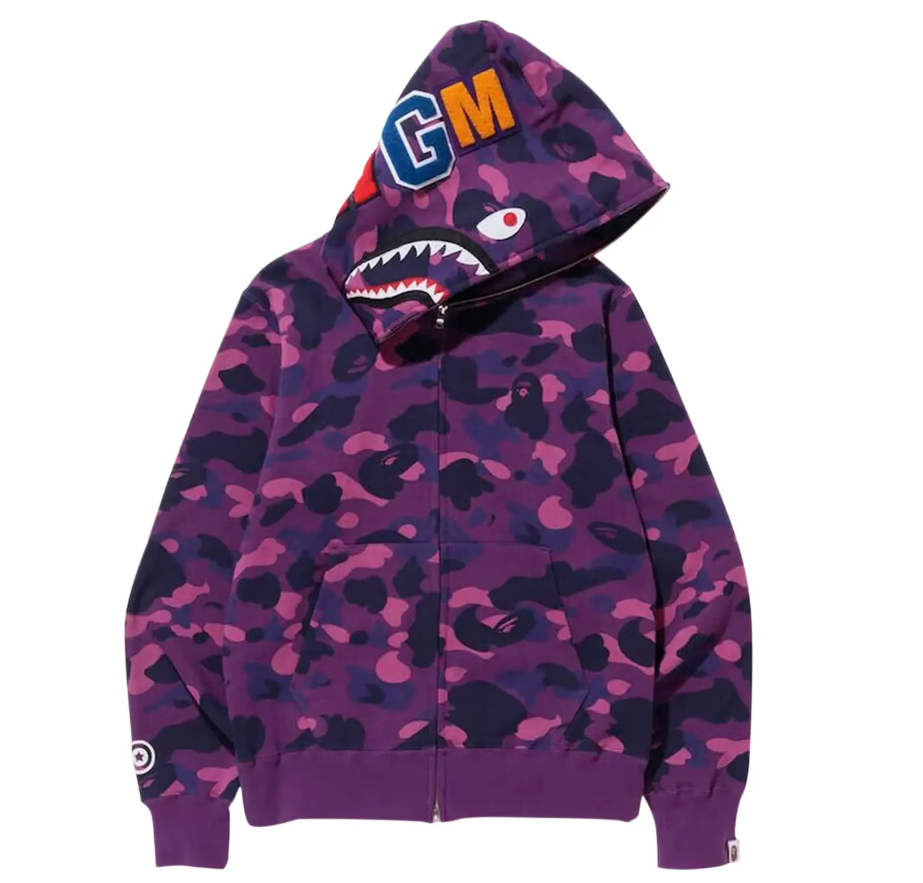 BAPE Color Camo Shark Full Zip Hoodie Purple