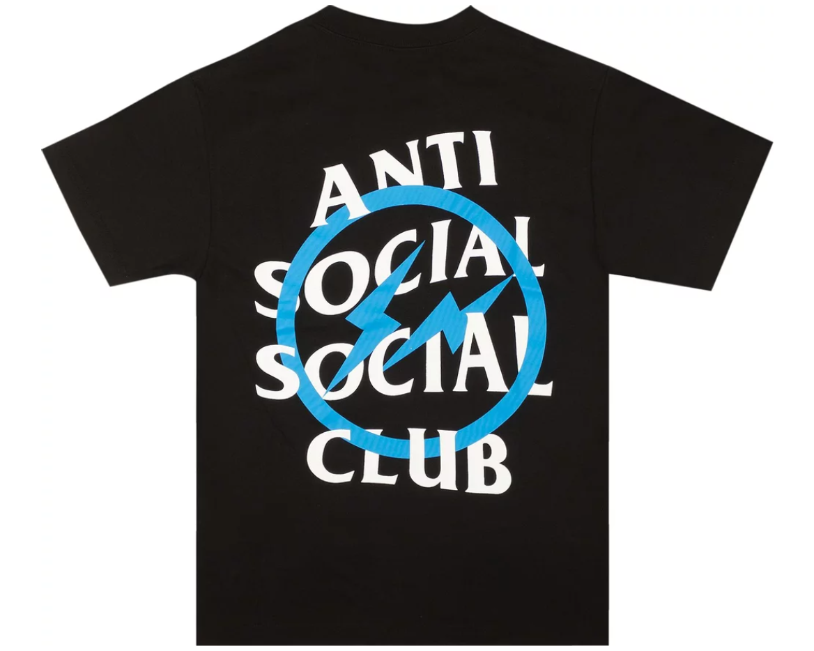 Anti Social Social Club x Fragment Design Blue Bolt Tee Black