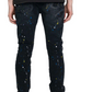 Purple Brand P001 LOW RISE SKINNY JEANS - Black Reflective Repair with Paint
